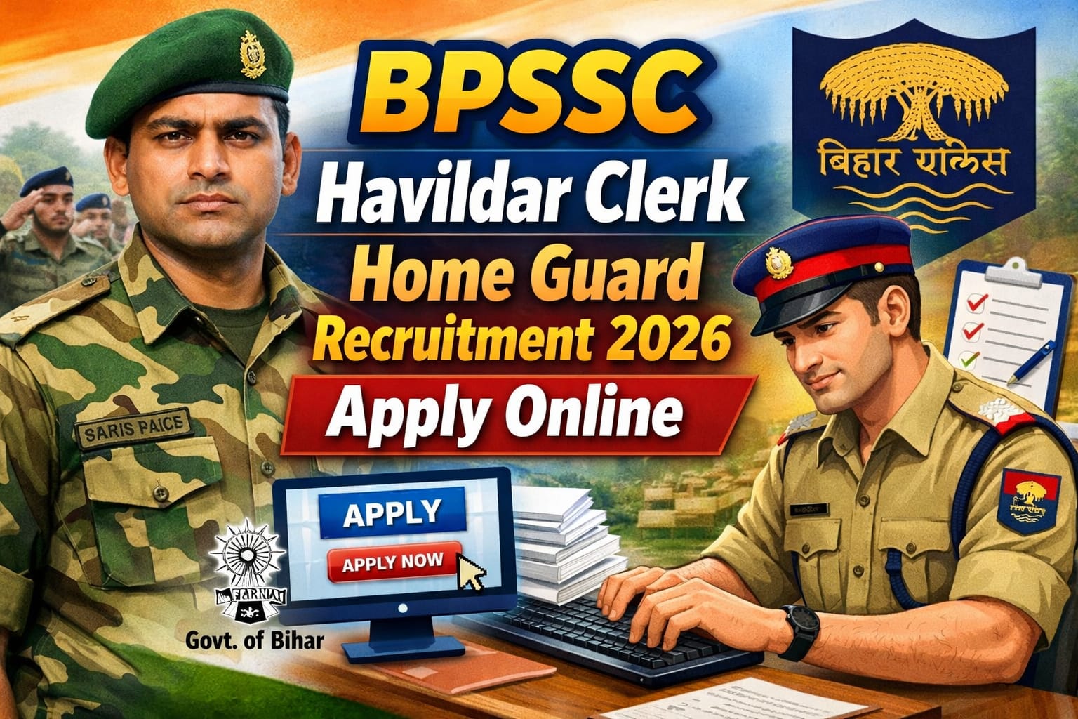 You are currently viewing BPSSC Havildar Clerk (Home Guard) Recruitment 2026: बिहार हवलदार लिपिक के 64 पदों पर भर्ती, यहाँ से करें ऑनलाइन आवेदन