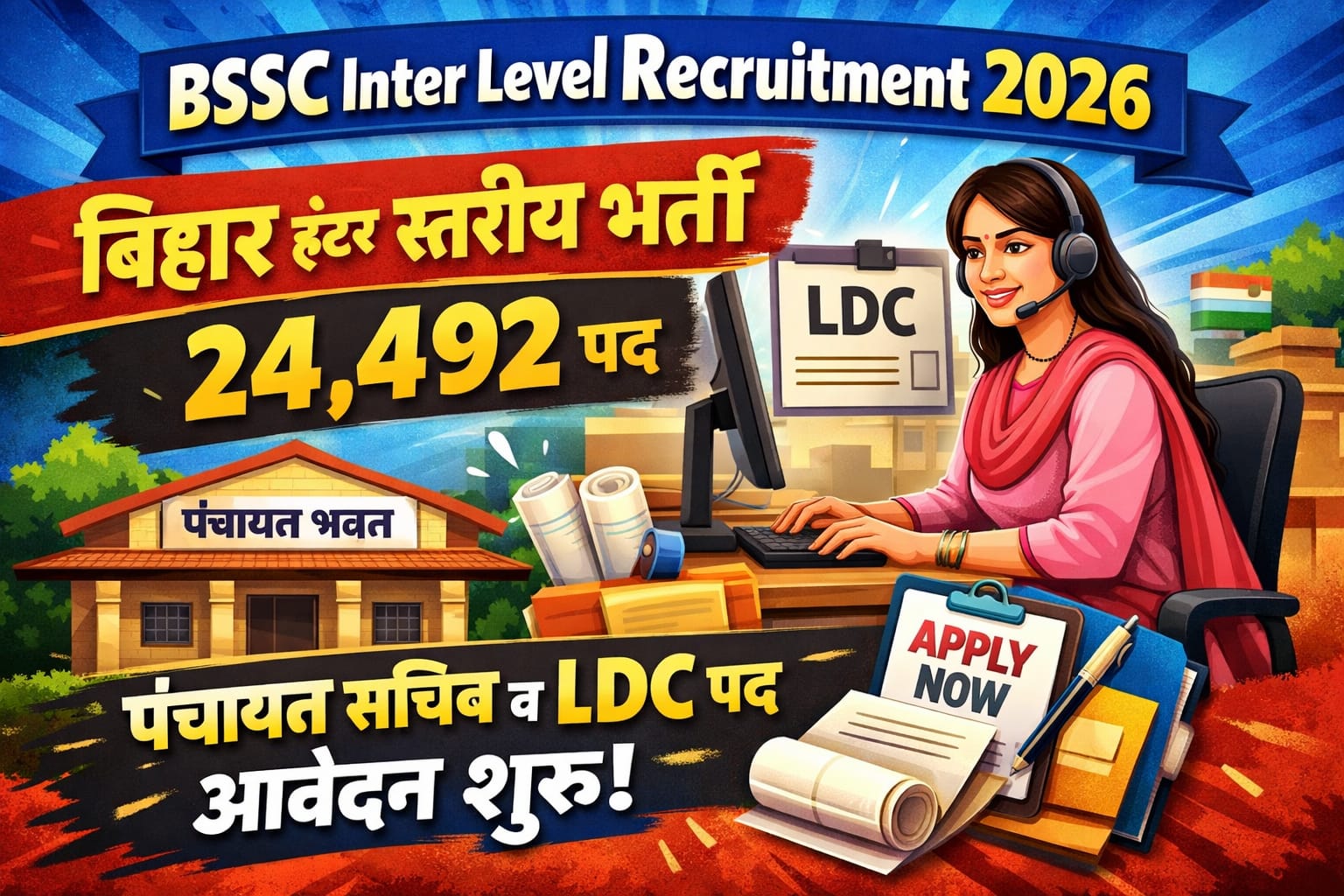 You are currently viewing BSSC Inter Level Recruitment 2026: बिहार इंटर स्तरीय भर्ती (24,492 पद), पंचायत सचिव और LDC के पदों पर आवेदन शुरू
