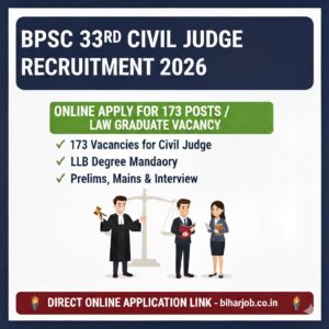 Read more about the article Bihar BPSC 33rd Civil Judge Recruitment 2026: BPSC ने निकाली सिविल जज (PCS J) की भर्ती, यहाँ देखें पूरी जानकारी