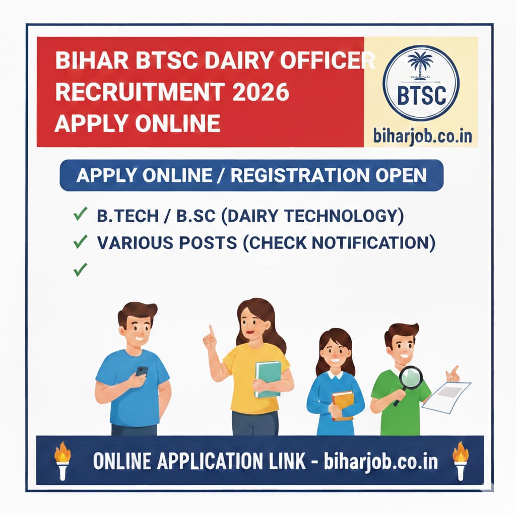 You are currently viewing Bihar BTSC Dairy Field Officer & Technical Officer Recruitment 2026: डेयरी फील्ड ऑफिसर के पदों पर भर्ती शुरू, यहाँ से करें ऑनलाइन आवेदन