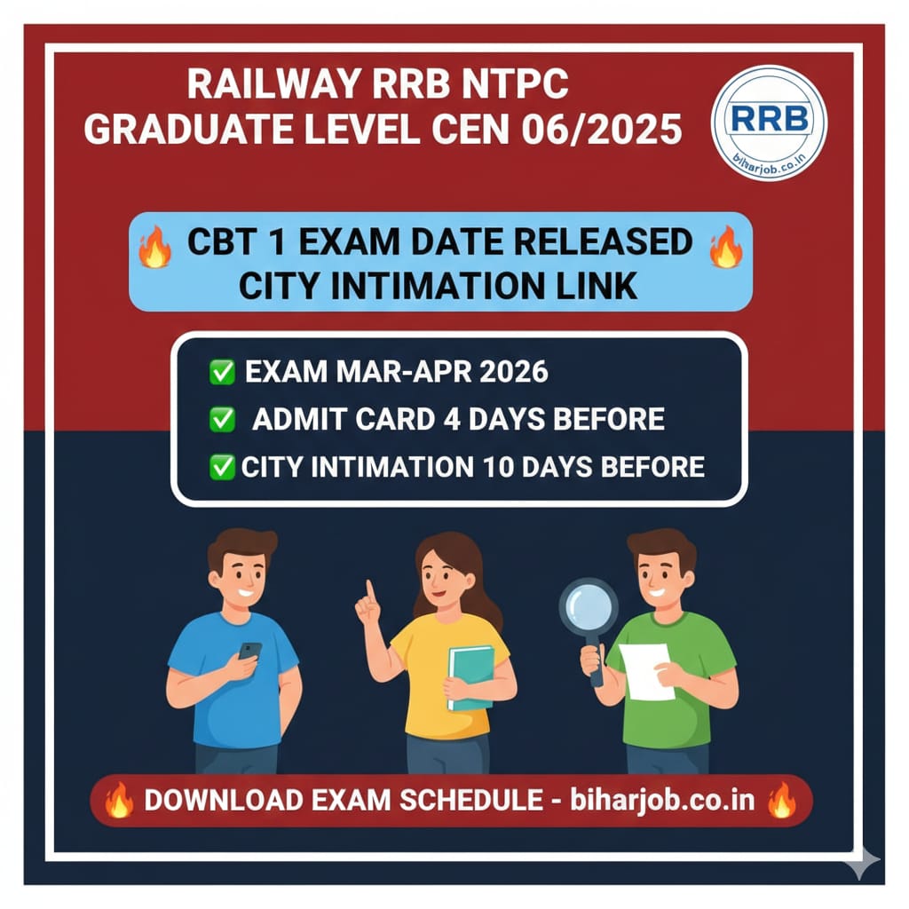 You are currently viewing RRB NTPC Graduate Level CEN 06/2025 Exam Date Released: रेलवे NTPC परीक्षा तिथि घोषित, यहाँ से देखें पूरा शेड्यूल