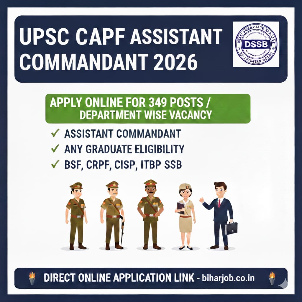 Read more about the article UPSC CAPF Assistant Commandant Recruitment 2026: UPSC ने निकाली CAPF AC की भर्ती, यहाँ देखें विभागवार पद