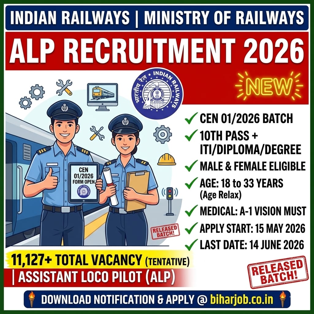 You are currently viewing Railway RRB ALP Recruitment 2026: 11127+ Assistant Loco Pilot Vacancy Online Form