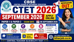 Read more about the article CTET September 2026 Online Form Apply for Paper 1 & 2,Eligibility Criteria,Syllabus,Exam Pattern