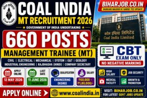 Read more about the article Coal India MT Recruitment 2026 Apply Online for 660 Posts,Salary ₹60,000 – ₹1,80,000/