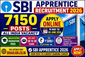 Read more about the article SBI Apprentice Recruitment 2026 Apply Online for 7150 Posts