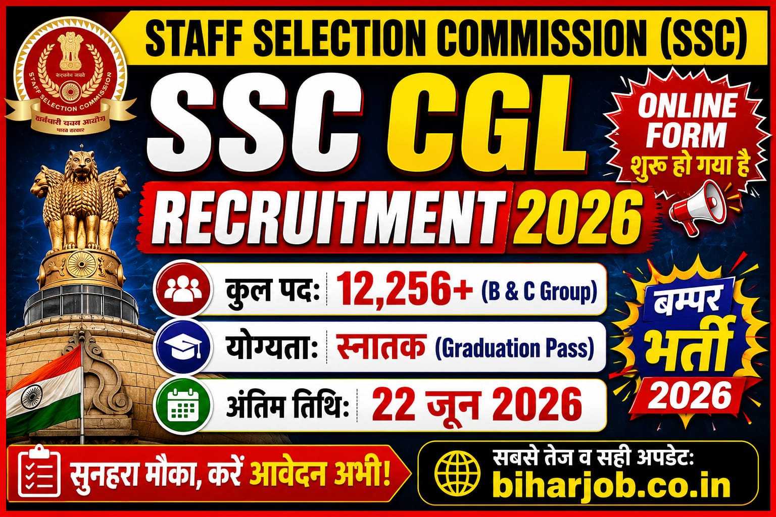 You are currently viewing SSC CGL Recruitment 2026 Online Form Apply for 12,256 Posts