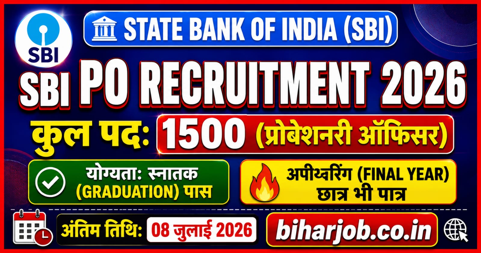 You are currently viewing ​SBI PO Recruitment 2026, for 1500 Probationary Officer permanent posts. Apply online