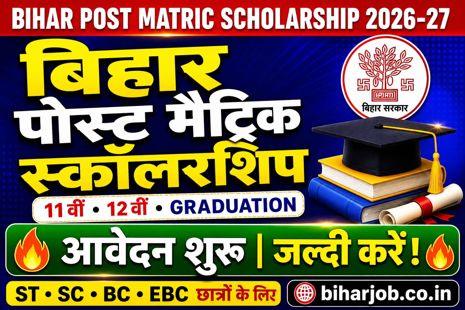 You are currently viewing Bihar Post Matric Scholarship 2026-27: Online Apply Start, Documents List,Last Date,Amount
