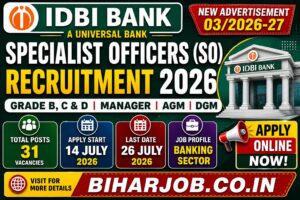 Read more about the article IDBI Bank SO Recruitment 2026 Form