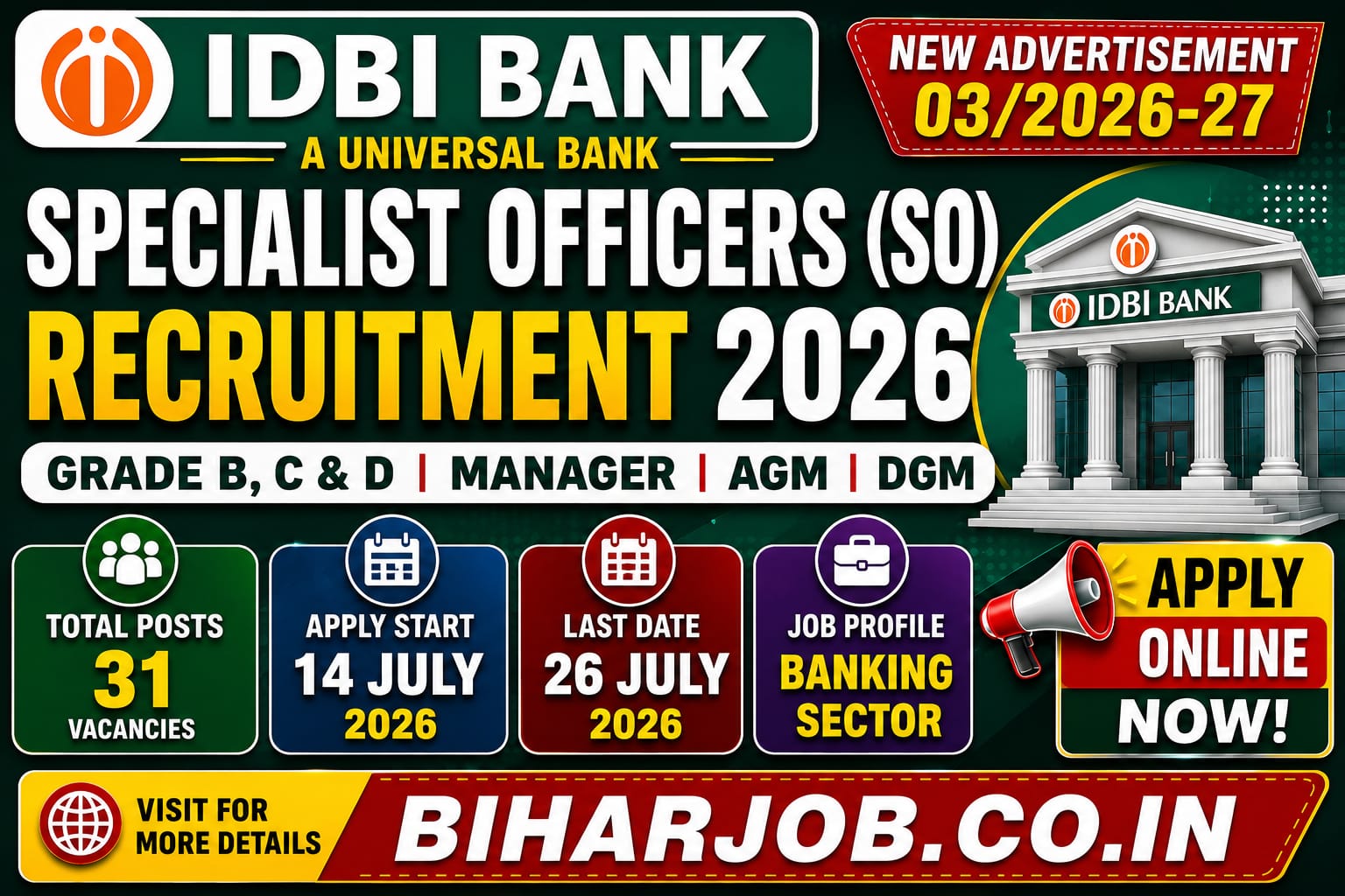 You are currently viewing IDBI Bank SO Recruitment 2026 Form